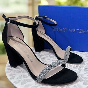 Stuart Weitzman Embellished Women's Nearlynude Highshine Sandal EUR 39 US 8.5